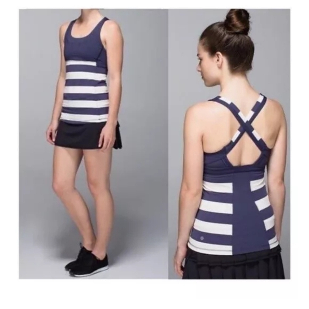 Lululemon Stuff Your Bra Tank II blue white Size 6